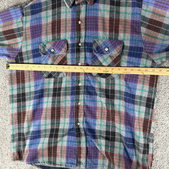 Vtg Five Brother Flannel Shirt Men XL TallMan Plaid Heavy Cotton Flap Pocket USA - Picture 7 of 9